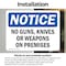 Signmission No Guns Knives Or Weapons On Premises OSHA Notice Sign, Vinyl Decal, 10in W x 7in L, 2PK OS-2PACK-NS-D-710-L-16135 - alternate 6